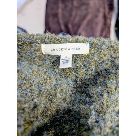Grade & Gather Green Blue Boucle Oversized Cardigan Sweater M - Picture 6 of 7